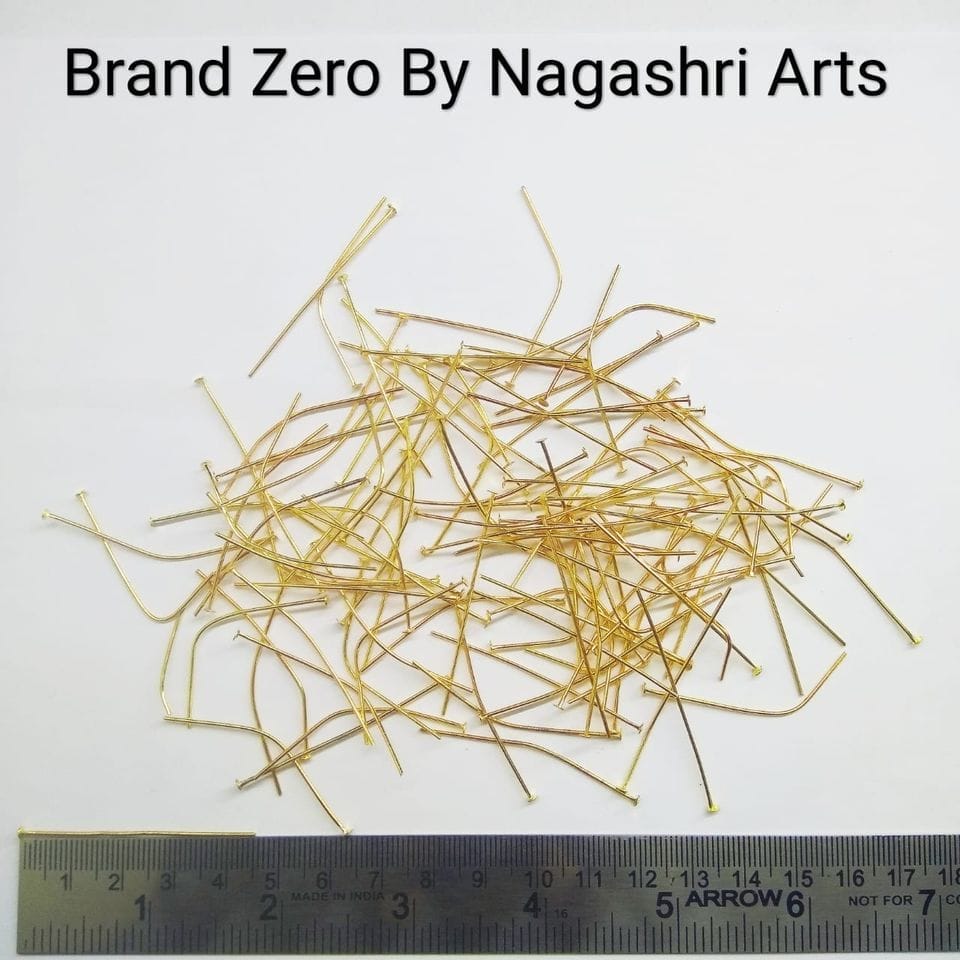 Brand Zero Pack of 20 Gms - 46mm Length Gold Headpins