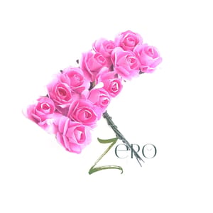 Bunch of 12 Pcs Hand Made Paper Flower - Baby Pink Color
