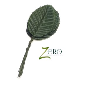 Bunch of 10 Pcs Hand Made Fabric Leaves - Green Color