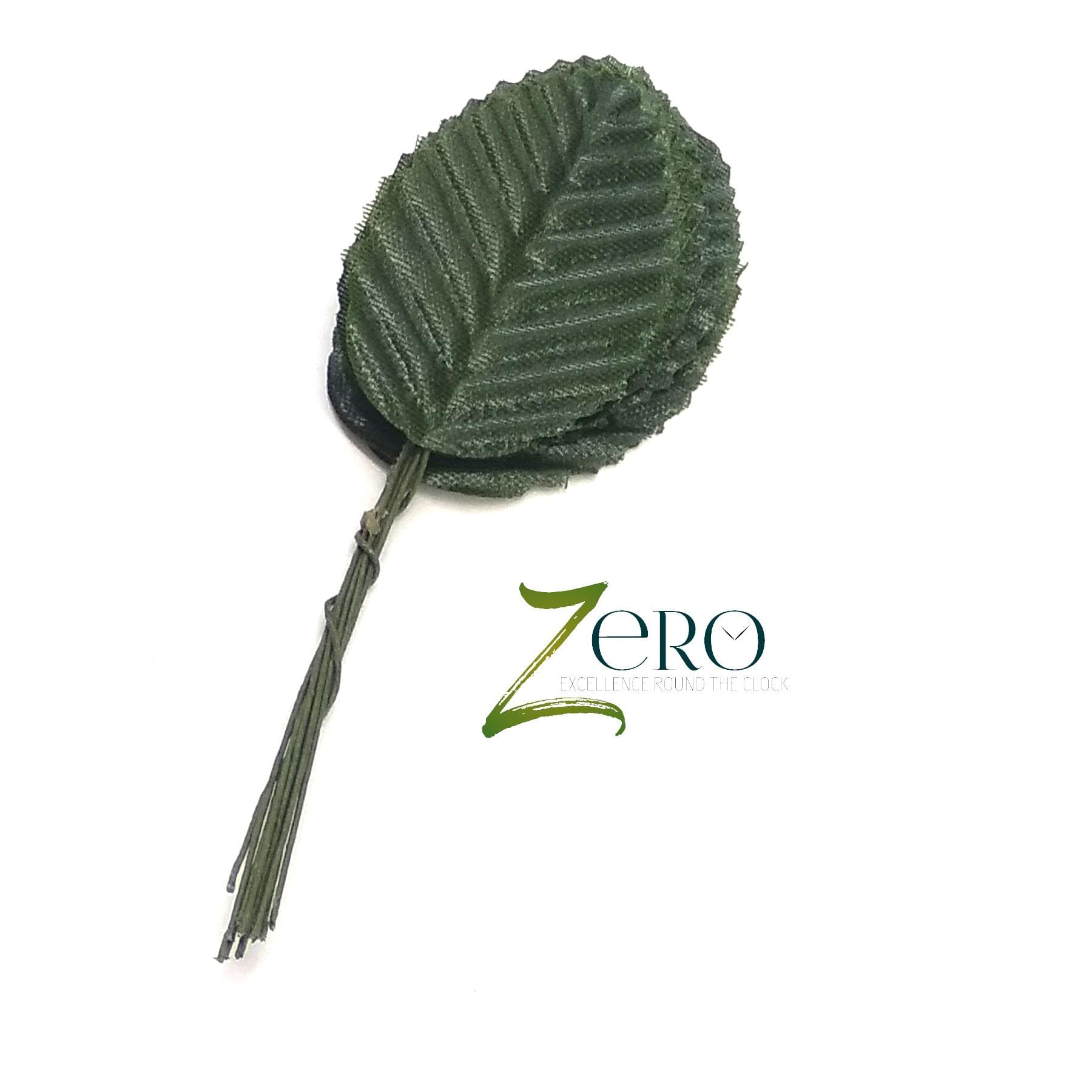 Bunch of 10 Pcs Hand Made Fabric Leaves - Green Color