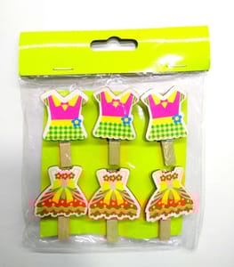 Wooden Photo Clips - Baby Dress 1 - 6 Pcs Set