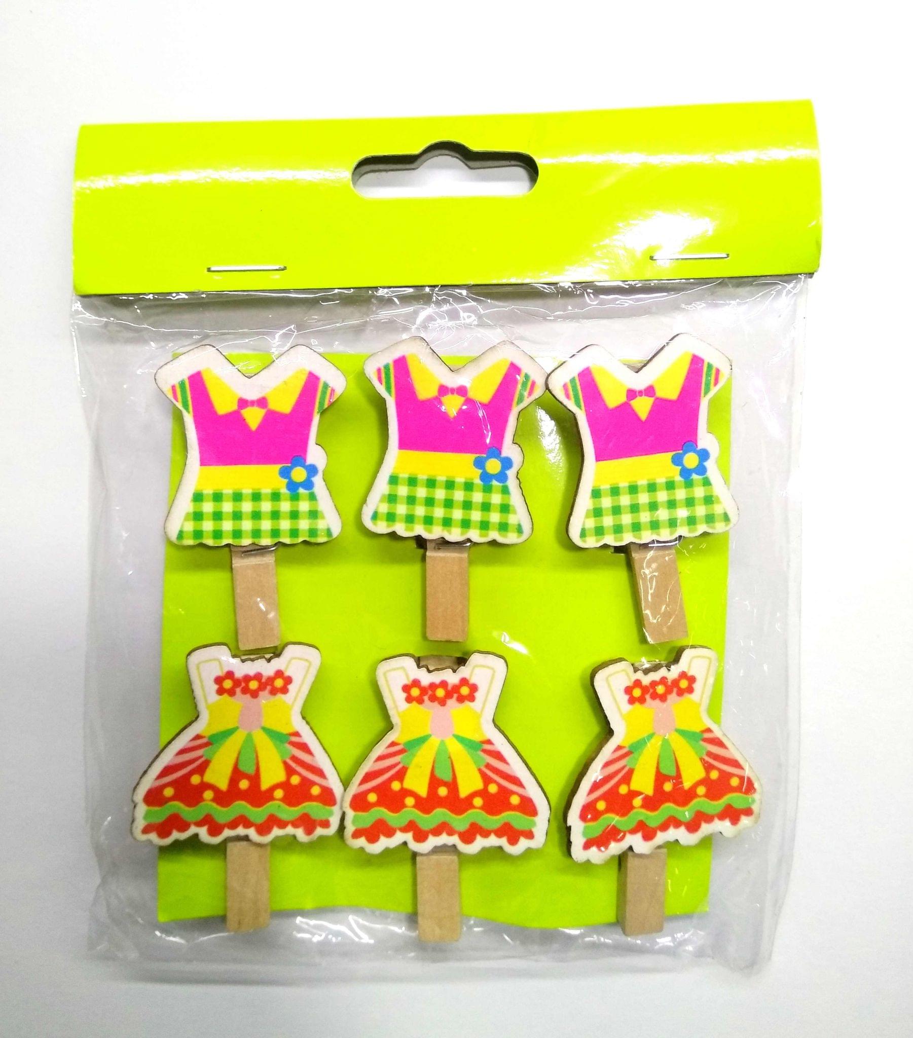 Wooden Photo Clips - Baby Dress 1 - 6 Pcs Set