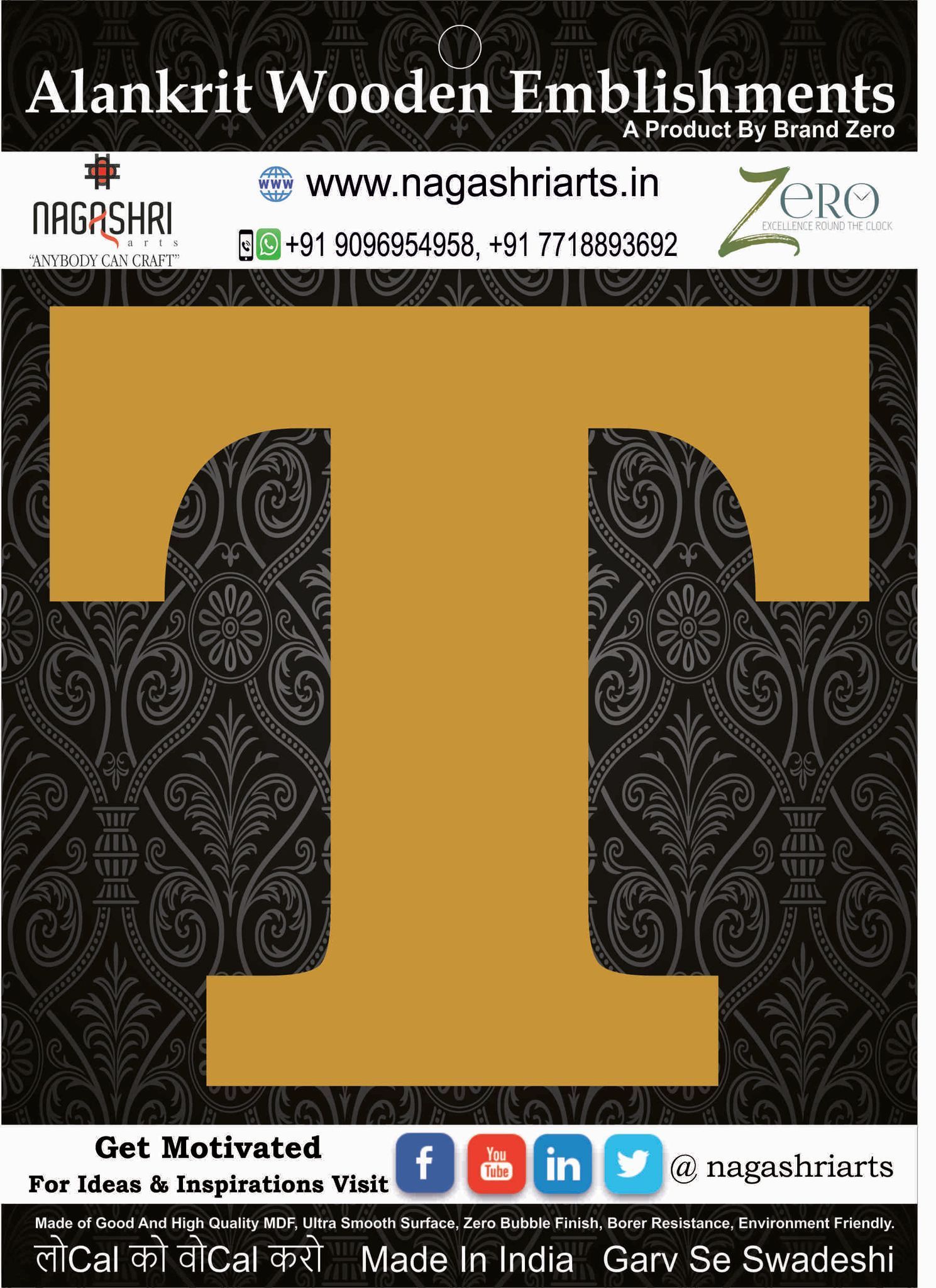 Brand Zero Alphabets, Numbers, Monograms - Upper Case T - CLBBT Font - Select Your Preference