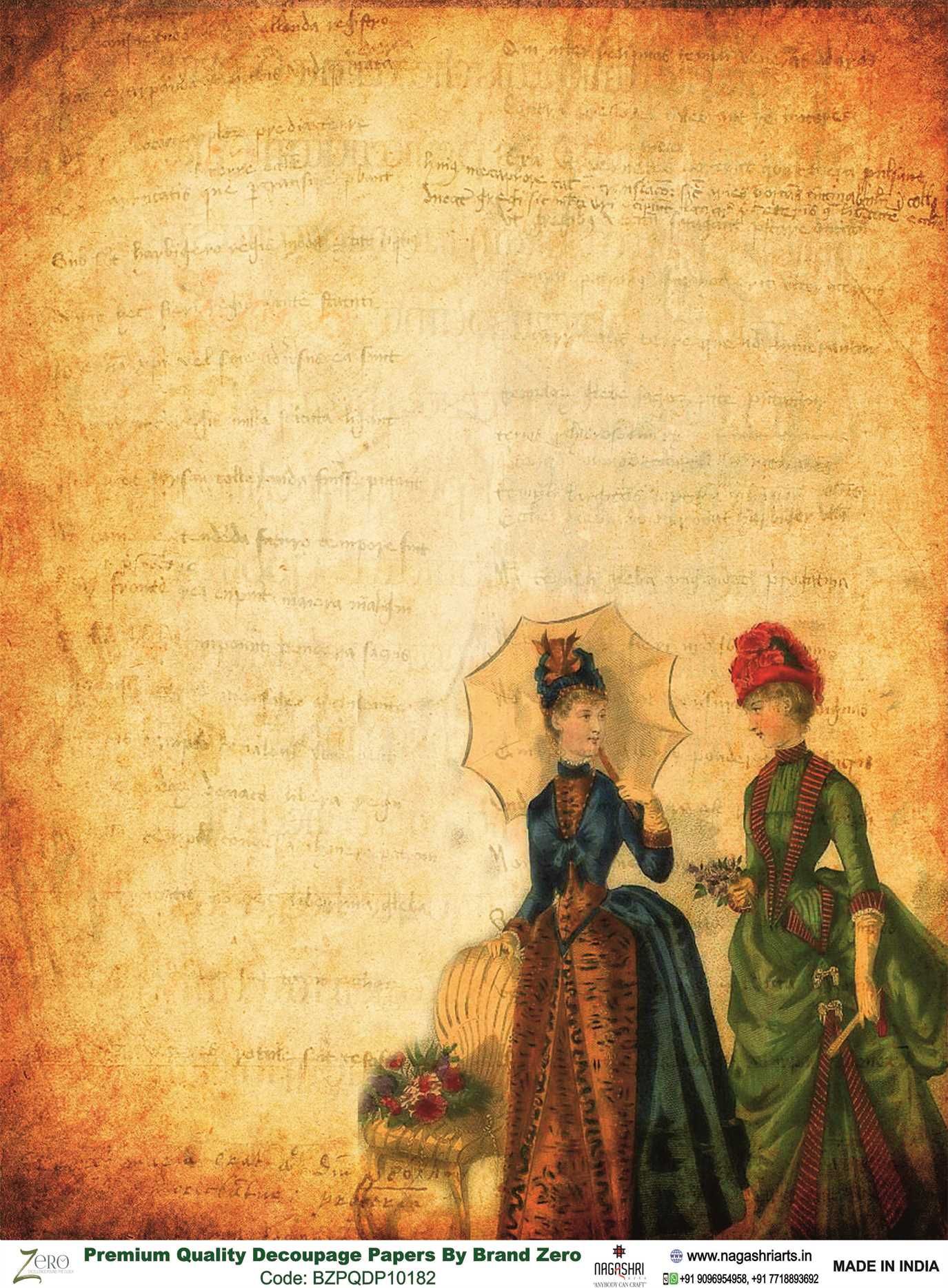 Brand Zero Premium Quality Decoupage Paper Pack of Two - Design Code: BZPQDP10182