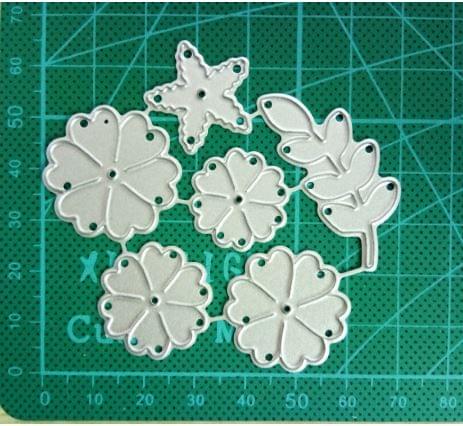 Brand Zero Die - Flower With Leaves Stich Metal Cutting Die 7.0 x 6.5 cm