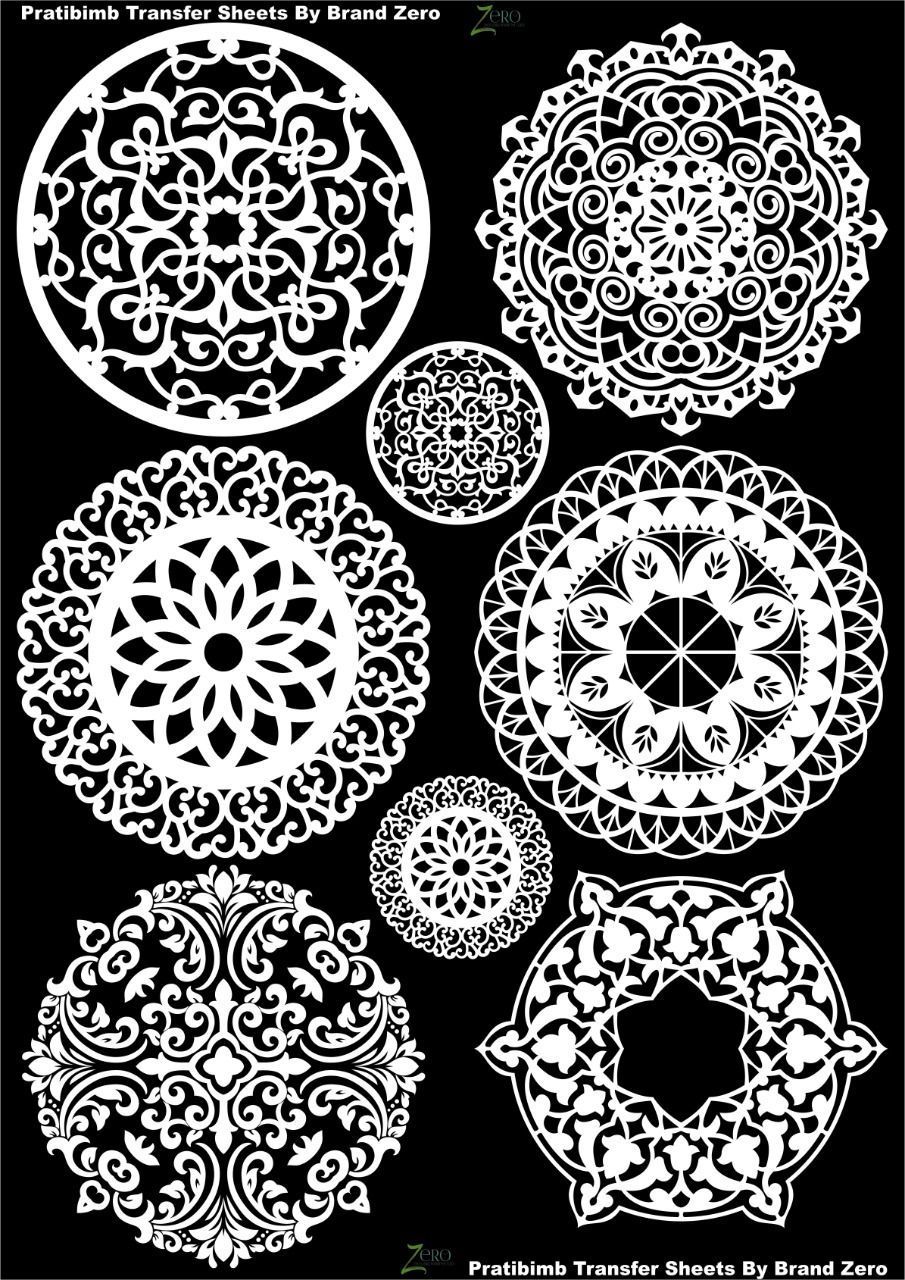 Brand Zero Pratibimb Transfer Sheets - White Mandala Design 2