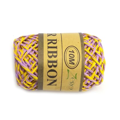 Double Color Paper Twine String 10 Meter Roll - Yellow Purple 2 Ply - 2mm Diameter