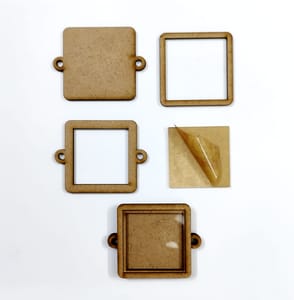 Brand Zero MDF Shaker Rakhi Base / Key Chain Base Design 1 - Size: 5.08 CM by 3.96 CM And 7.5 mm Thick