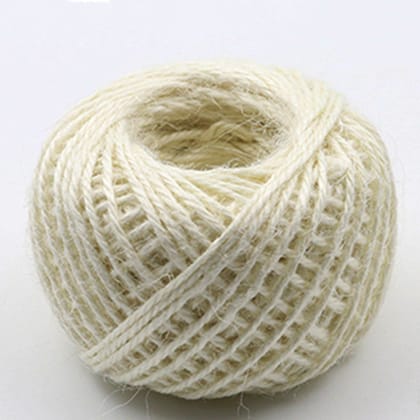 Jute Twine String 50 Meter Roll - White Color 3 Ply - 2mm Diameter