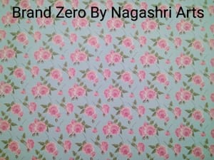 Brand Zero 120 Gsm Decoupage Paper - 23 Inches By 35 Inches Pack of 1 - Blue Background With Pink Roses Paper