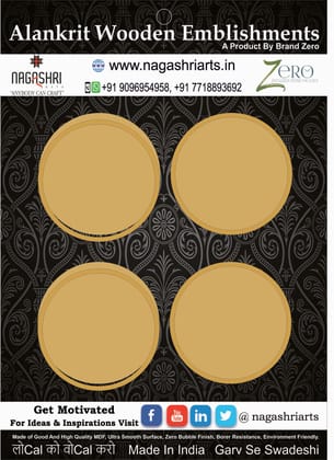 Brand Zero MDF Circle Coaster With Border Frame 4 Inches - Pack of 4 Pairs Brand Zero MDF Circle Coaster With Border Frame 4 Inches - Pack of 4 Pairs