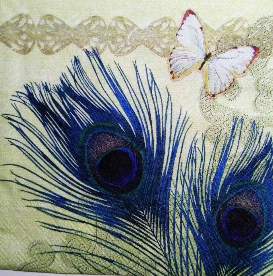 Decoupage Napkin / Tissue papers - 33cm by 33cm - Feathers