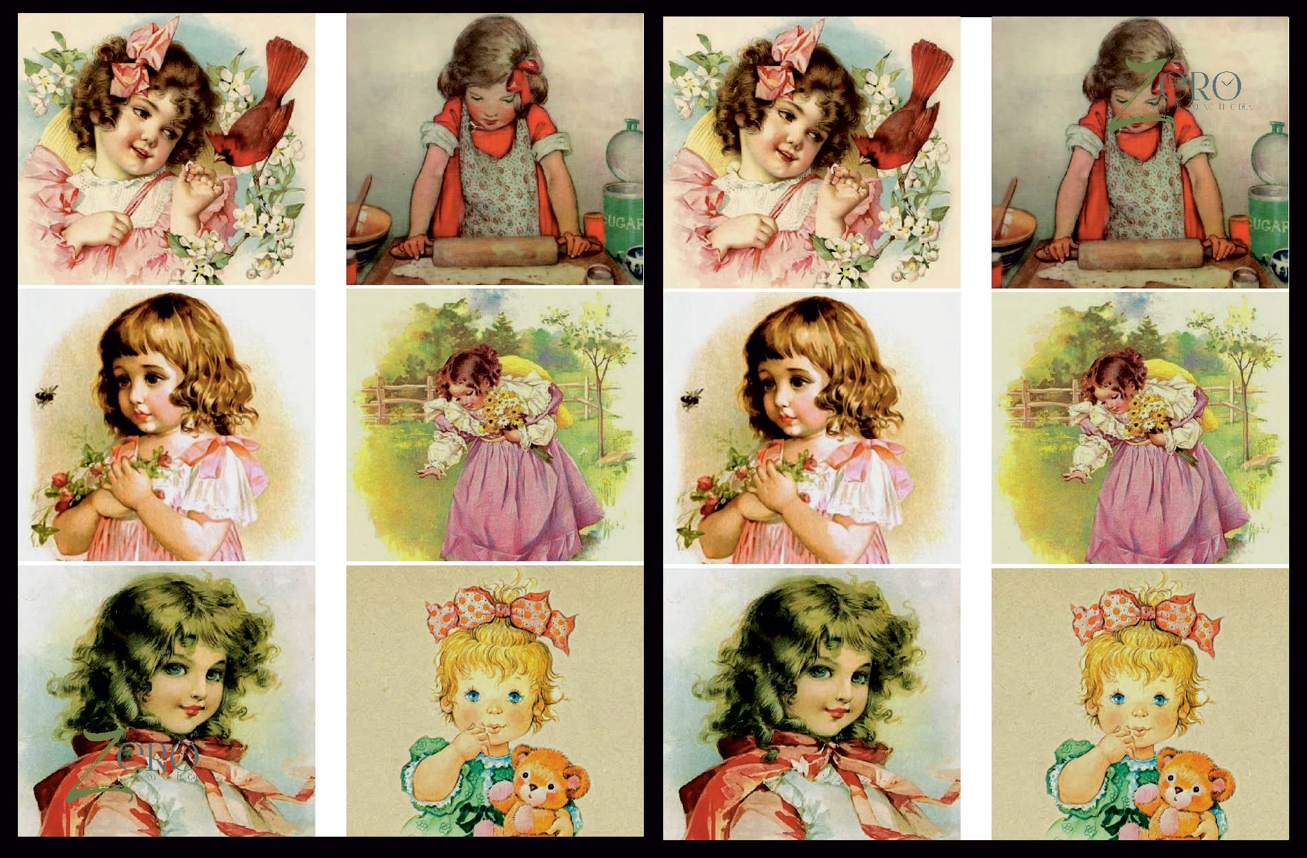 Brand Zero Luxury Speciality Decoupage Paper - Vintage Cute Baby 2 Tiles
