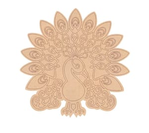 Brand Zero Pre Marked MDF Base - Peacock Right Facing Design 3 - Select Your Preference Of Size & Thickness