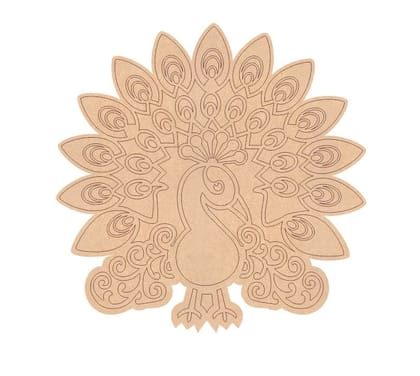 Brand Zero Pre Marked MDF Base - Peacock Right Facing Design 3 - Select Your Preference Of Size & Thickness