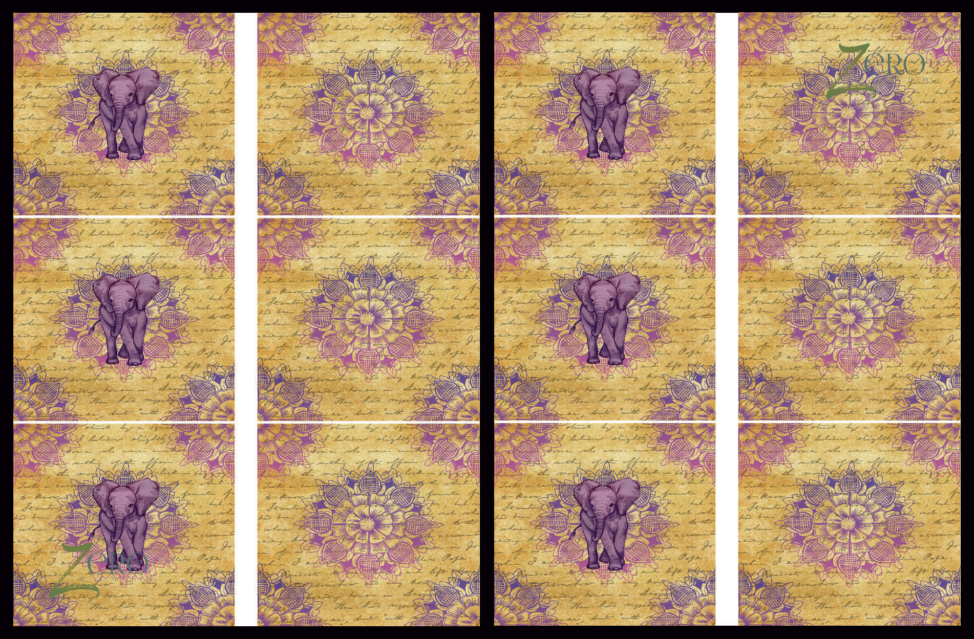 Brand Zero Luxury Speciality Decoupage Paper - Ethnic Elephant 2  Tiles