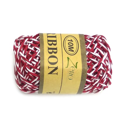 Double Color Paper Twine String 10 Meter Roll - Red White 2 Ply - 2mm Diameter