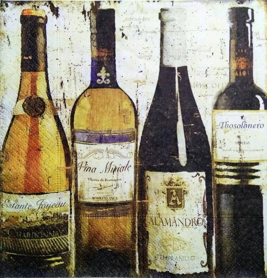 Decoupage Napkin / Tissue papers -  33cm by 33cm - Wine