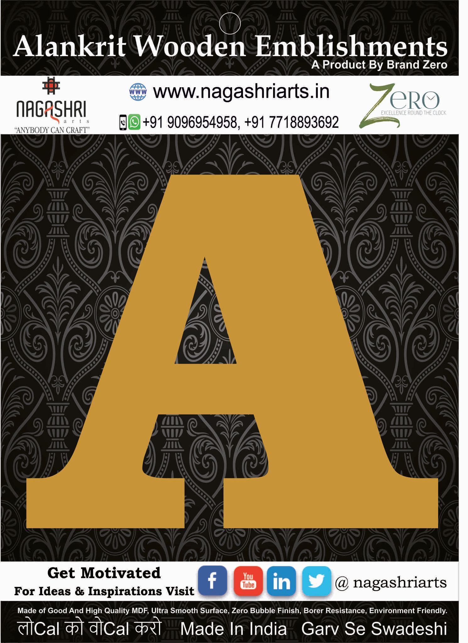 Brand Zero Alphabets, Numbers, Monograms - Upper Case A - CLBBT Font - Select Your Preference