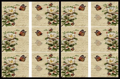 Brand Zero Luxury Speciality Decoupage Paper - Floral Butterfly  Tiles
