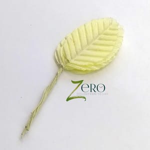 Bunch of 10 Pcs Hand Made Fabric Leaves - Light Yellow Color