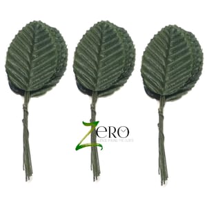 Bunch of 30 Pcs Hand Made Fabric Leaves - Silver Color