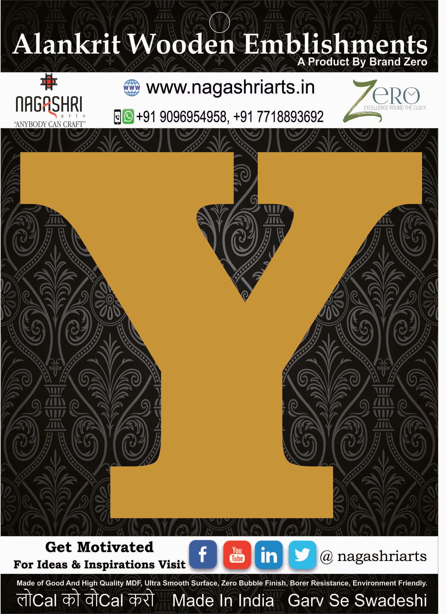 Brand Zero Alphabets, Numbers, Monograms - Upper Case Y - CLBBT Font - Select Your Preference