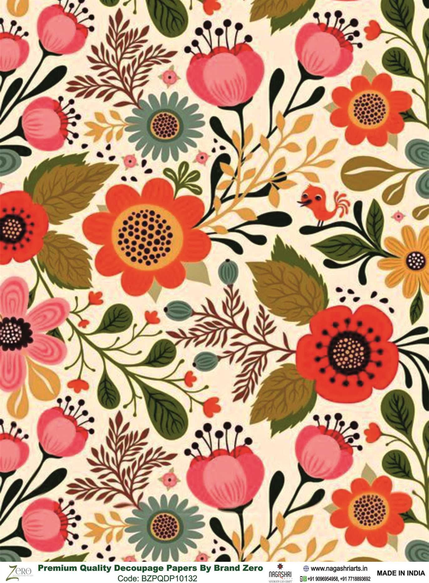 Brand Zero Premium Quality Decoupage Paper Pack of Two - Design Code: BZPQDP10132