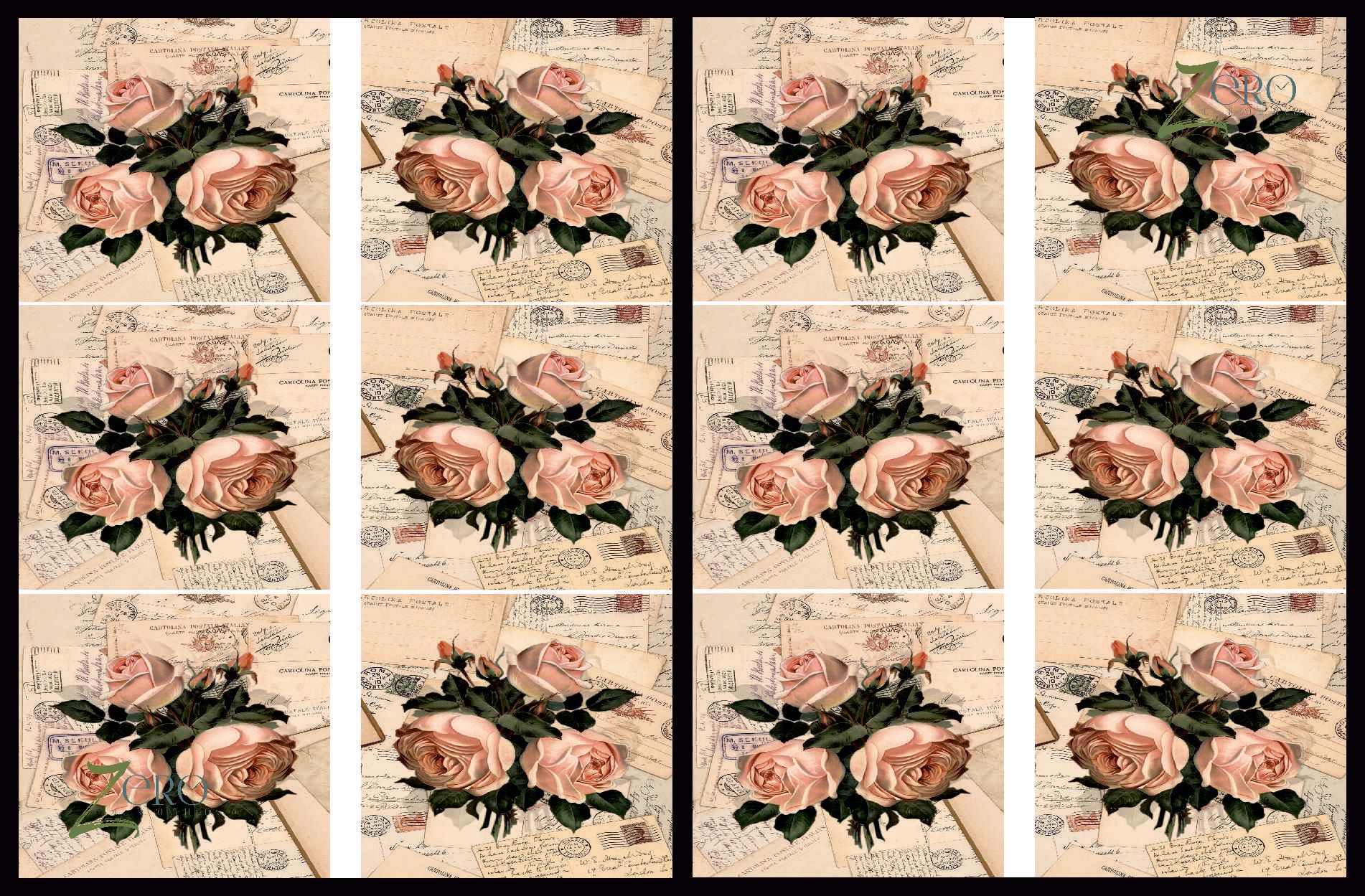 Brand Zero Luxury Speciality Decoupage Paper- Messenger Roses  Tiles