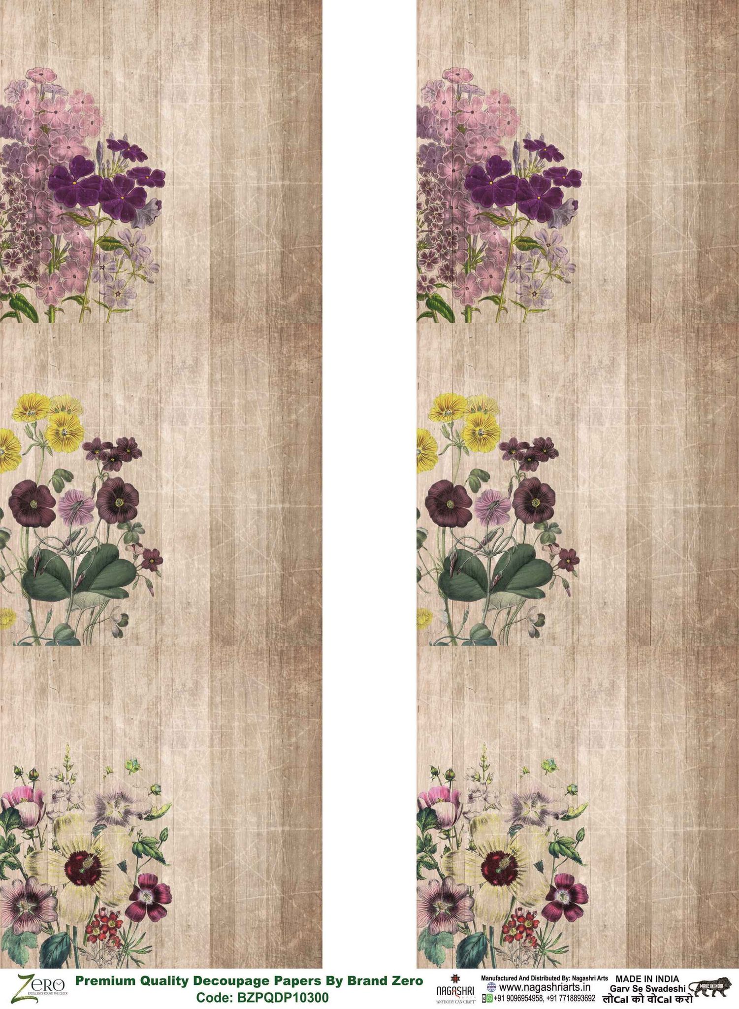 Brand Zero Premium Quality Decoupage Paper Pack of Two - Design Code: BZPQDP10300