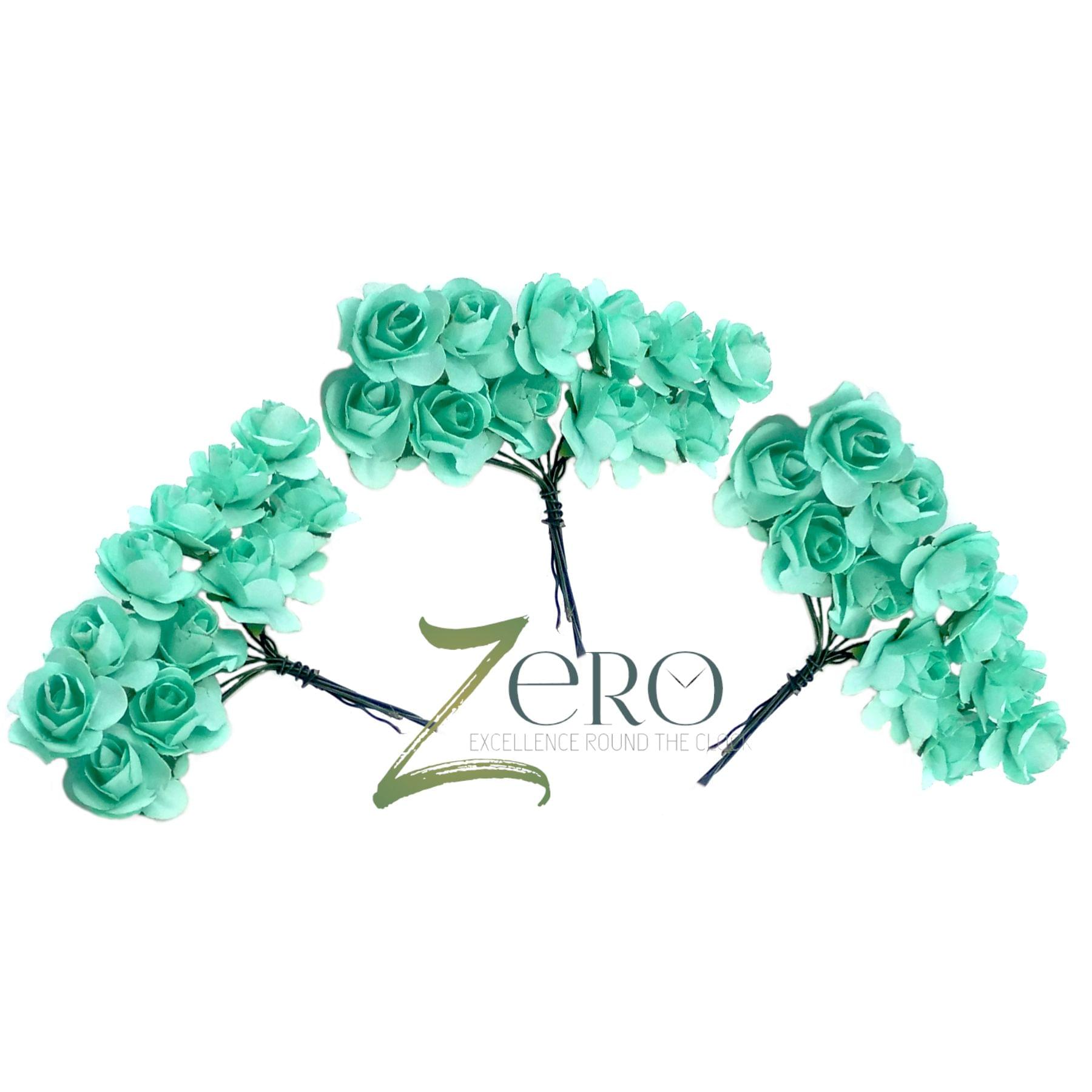 Bunch of 36 Pcs Hand Made Paper Flower - Sea Blue Color