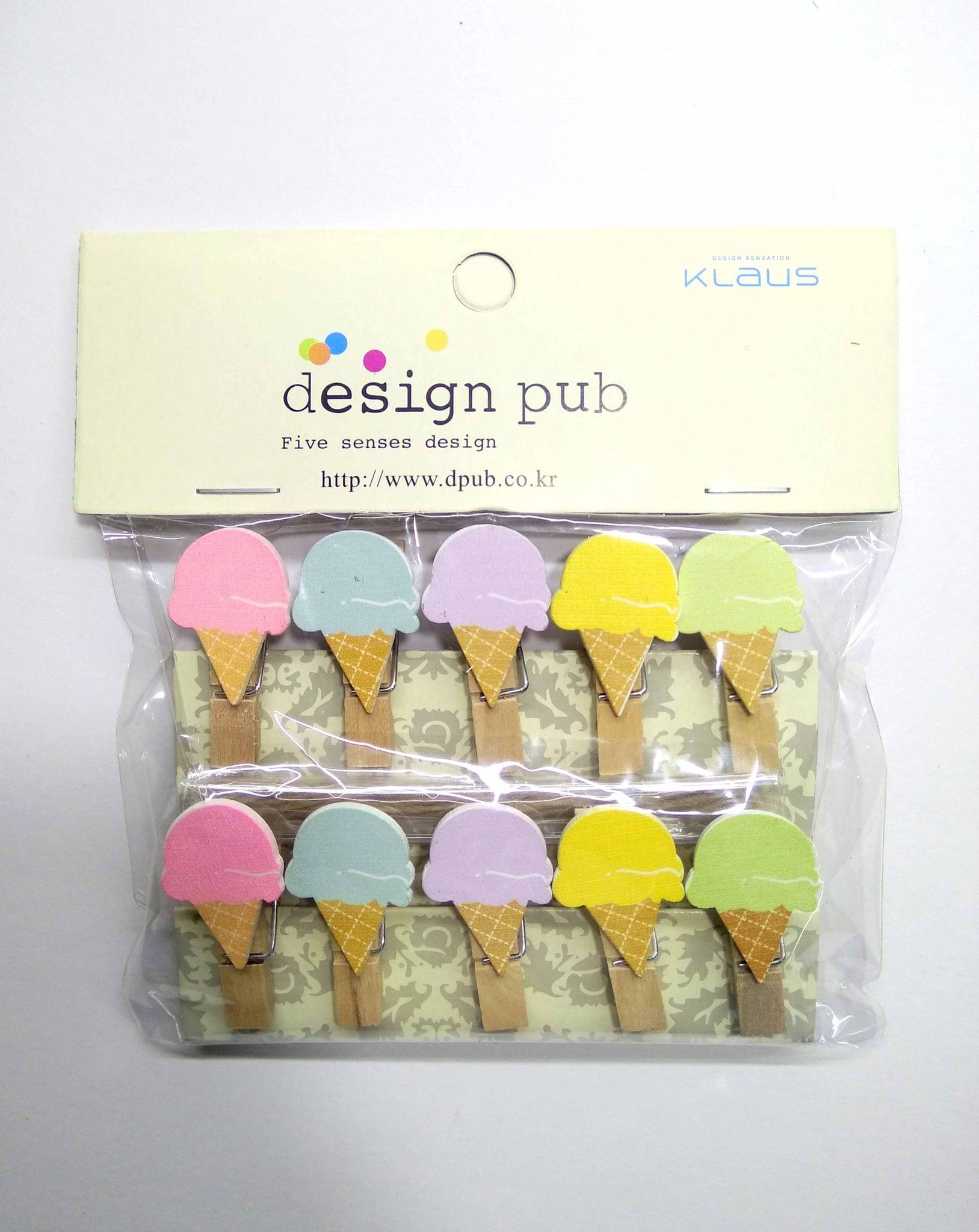 Wooden Photo Clips - Ice Cream - 10 Pcs Set