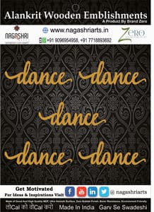 Brand Zero MDF Script Cutout Dance 2 - Pack of 5 Pcs - Size: 2.0 Inches by 0.7 Inches And 2.5 mm Thick