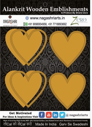 Brand Zero MDF Heart Coaster With Border Frame 4 Inches - Pack of 4 Pairs Brand Zero MDF Heart Coaster With Border Frame 4 Inches - Pack of 4 Pairs