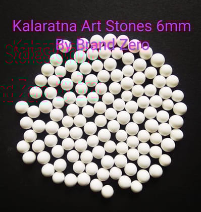 Brand Zero Kalaratna Art Stones - 6 mm - White Colour - Pack of 50 Grams