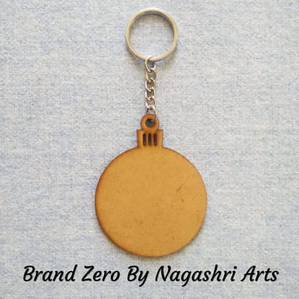 Brand Zero MDF Key Chain Christmas Ball Design - Combo Of 5 Pcs - Select Your preferred Size & Thickness