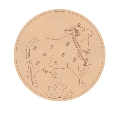 Brand Zero Pre Marked MDF Base - Pichwai Cow Right Facing Design 2 - Select Your Preference Of Size & Thickness