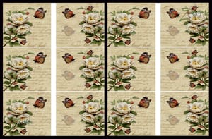 Brand Zero Luxury Speciality Decoupage Paper - Floral Butterfly  Tiles