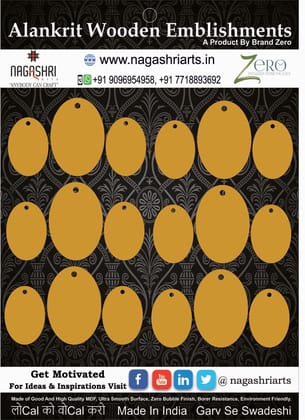 Brand Zero MDF Oval Shape Pendant And Earrings Jewelry Base - Six Sets of Pack of 3 Pcs Set