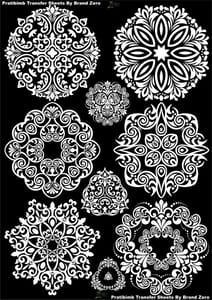 Brand Zero Pratibimb Transfer Sheets - White Mandala Design 1
