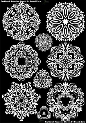 Brand Zero Pratibimb Transfer Sheets - White Mandala Design 1