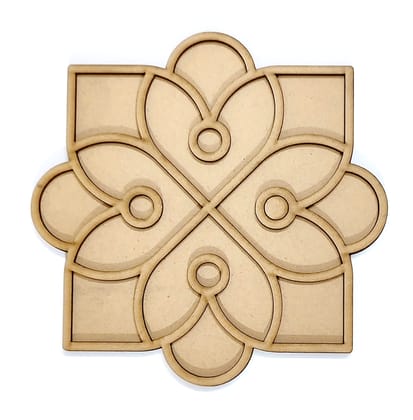 Brand Zero Double Layer MDF Rangoli Base - Design 1014 - Select Your Preference Of Size & Thickness