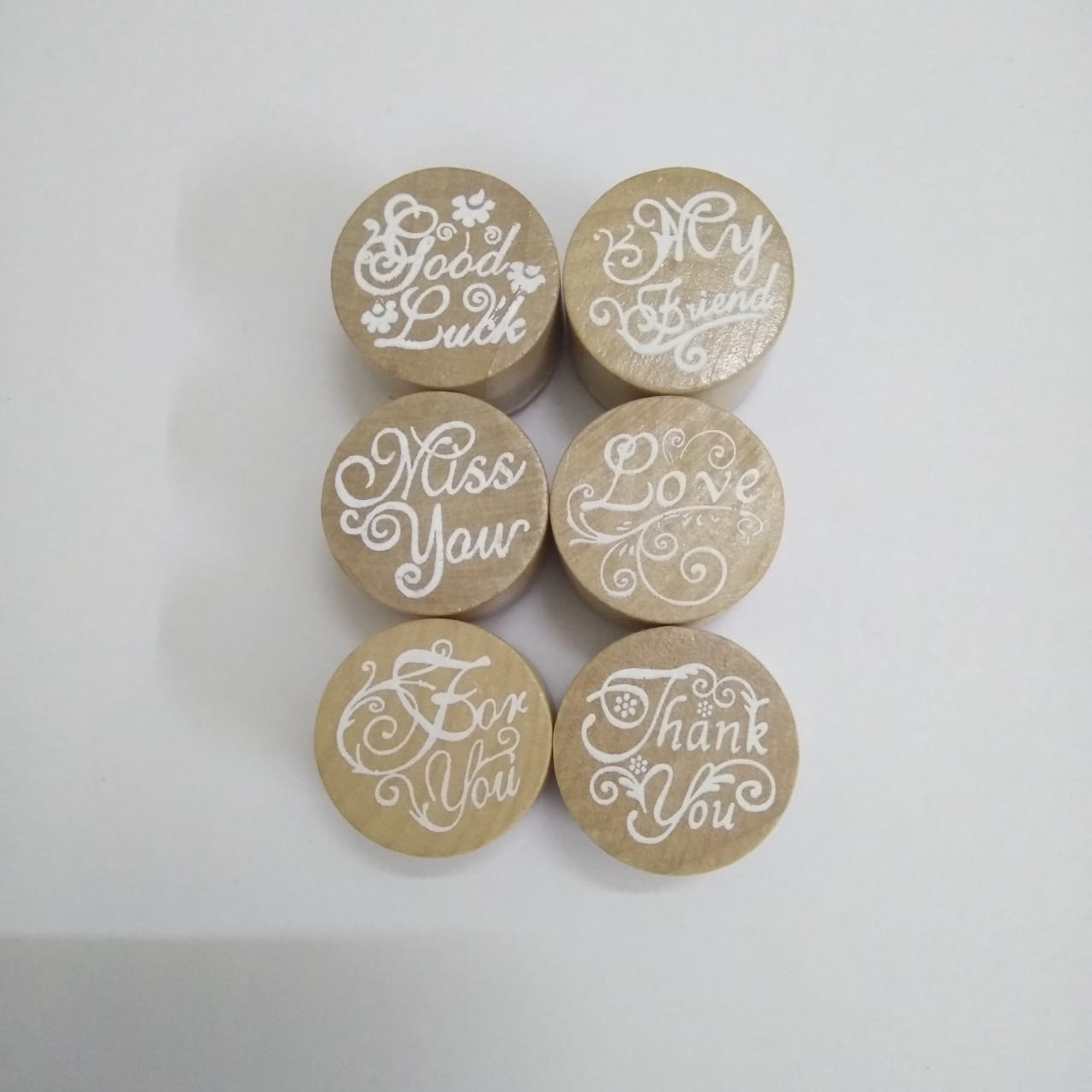 Wooden Block Stamp Round -Sentiment combo of 6 Design