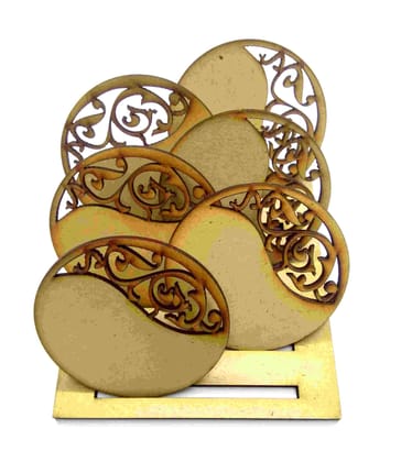 Brand Zero MDF Swirls Coasters With Stands - Pack of 6 Pcs And 1 Piece Stand